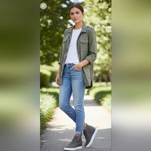 Steve Madden Women's Wedgie Double Zip Wedge Sneakers in gray suede. 